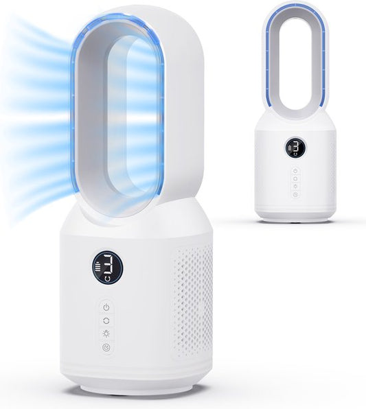 MATTI® - Ventilateur de table - Ventilateur sur pied - Ventilateur sans fil - Sans pales - Veilleuse incluse - Blanc