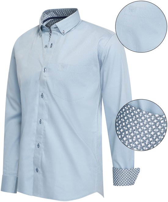 Cappuccino Italia - Chemises Homme Regular Fit Shirt Baby Blue - Bleu - Taille 3XL
