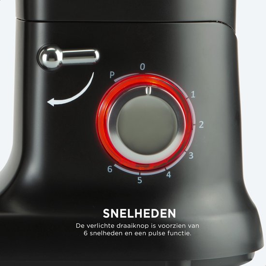 Bourgini Classic Kitchen Chef Robot de cuisine - 4.5L Bol de mixage - Mixeur de cuisine - Robot de cuisine - 1300W- Noir