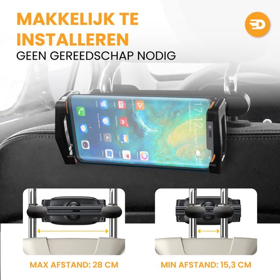 Porte-tablette de luxe pour voiture - Appui-tête - Rotation à 360 degrés - Convient pour tablette, téléphone et autres