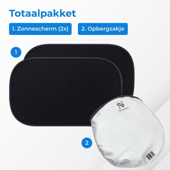 Nuvance - Pare-soleil voiture bébé - 2 pièces - avec protection UV pour bébé et enfant - Protection solaire vitres latérales - Autocollant - Taille unique - Noir