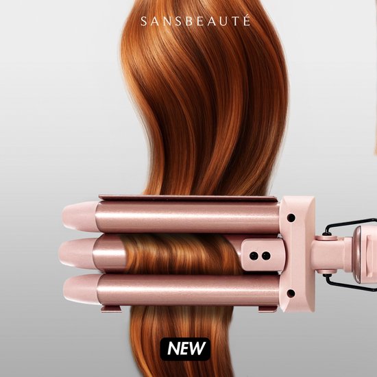 Sansbeauté® 7 en 1 Fer à boucler avec pince et gaufrier - Fer à boucler en céramique - 13mm à 38mm - Fer à gaufrer - Brosse pour sèche-cheveux cheveux courts - Brosse chauffante - Fer à boucler - Brosse thermique - Styler les cheveux - Brosse à boucler 5