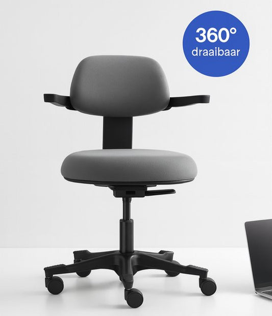 Backerz Tabouret de travail ergonomique - Chaises de bureau pour adultes - Entièrement réglable, jusqu'à 120kg - Chaise de bureau - Chaise de jeu - Noir