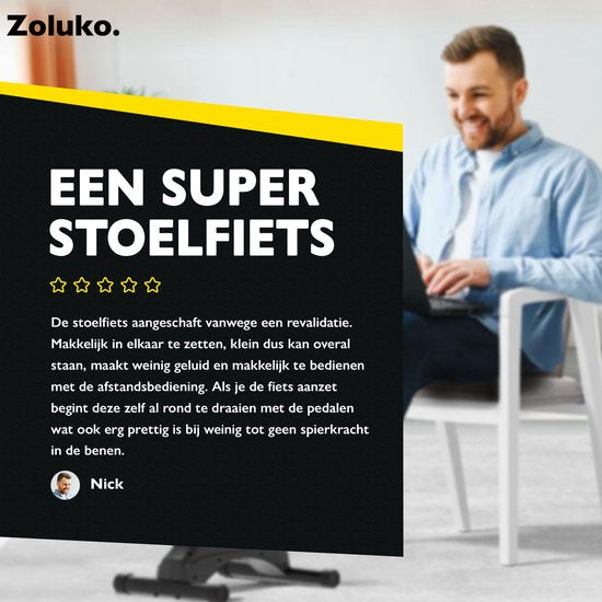 Zoluko Chair Bike with Electric Support - Includes Remote Control, Anti-slip mat and E-Book - For Arms and Legs - For Elderly or Rehabilitation - desk bike - deskbike - Chair Bike Exercise Trainer - Cycle Trainer - Black