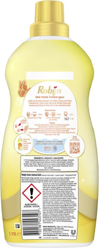 Robijn Klein & Krachtig Détergent liquide Zwitsal Color - 34 lavages - 1,19 litre