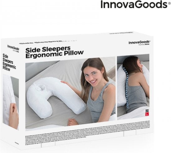 InnovaGoods Oreiller Relax Sleep - Oreiller ergonomique pour le corps - Oreiller en forme de U pour le sommeil latéral - 60% Polyester - Blanc