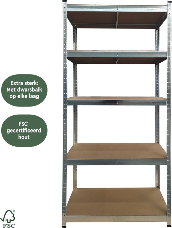 BRASQ Metal Rack Cabinet - Storage Rack - Wall Cabinet - Storage Cabinet 180x90x40cm - 5 Layer Cabinet 175 KG/shelf - 875 KG max