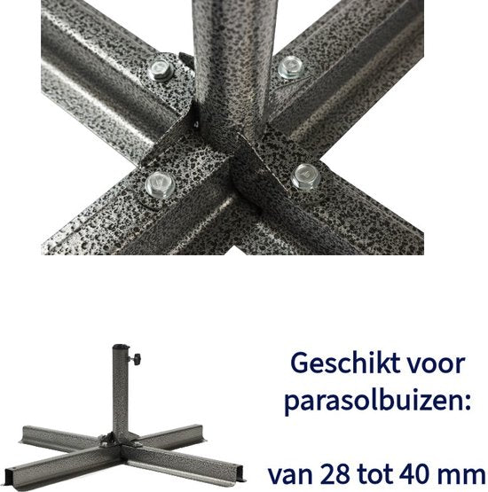 Ceruzo Parasol Base Metal - Base transversale standard-80x80 - convient pour tube de parasol 28 à 40 mm