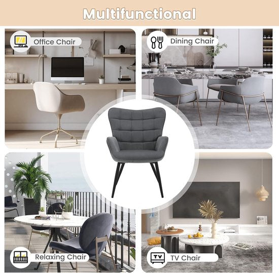 WOLTU Wing Chair, Moderne, Fauteuil de relaxation, Fauteuil TV, Confortable, Fauteuil de lecture, Salon, Fauteuil, Fauteuil de relaxation, Pieds en métal, Fauteuil