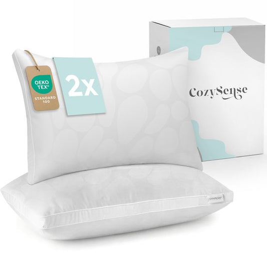 Oreiller CozySense® - Lot de 2 - 50x70 CM - Oreiller de sommeil rafraîchissant - Oreiller réglable avec rembourrage supplémentaire - Oreiller pour les dormeurs sur le côté, le ventre et le dos