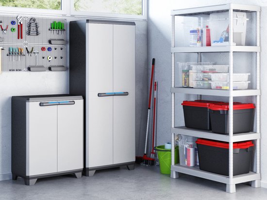 Keter Linear Utility Storage Cabinet - 68x173x39 cm - Gris/Noir