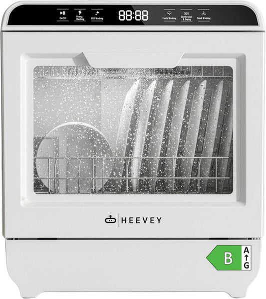 Heevey Mini Dishwasher - Lave-vaisselle posable - Lave-vaisselle de camping - 5 programmes de lavage - Lavage de la vaisselle - Système de stérilisation - Fonction séchage 75°C