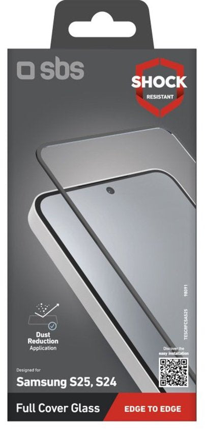 SBS Film de protection d'écran pour Samsung Galaxy S24/ S25 - Verre trempé - Résistant aux rayures
