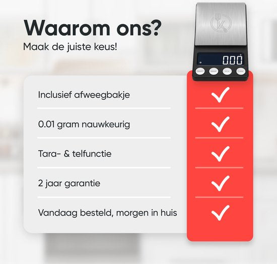 Kitchenwell digital mini precision kitchen scale - 0.01 à 500 grammes - 14.2 x 7.5 cm - balance de poche à piles - balance de cuisine