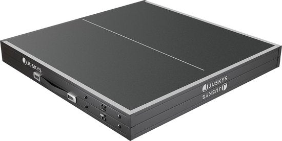 Juskys Mini Table de Tennis de Table Flexi - Noir/Argent - 152 x 71 x 71 cm - Accessoires inclus