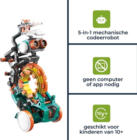 Robot de codage éducatif, kit de construction 5-en-1, robot, apprendre à programmer, jouets de construction STEM, apprendre les bases de la programmation, sans ordinateur ni application