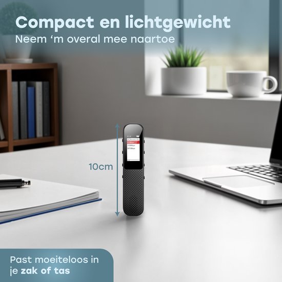 Audyn Voice Recorder Digital - 400 heures d'enregistrement audio - écoute à distance - dictaphone - enregistrements HD 360° - noir