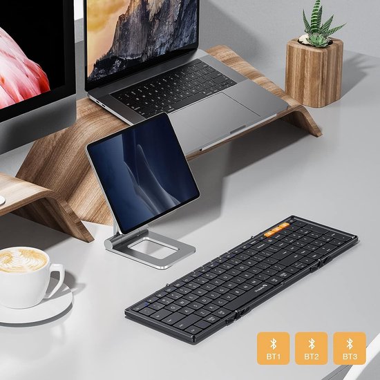 ProtoArc Foldable Keyboard - Full-Size Wireless Keyboard - Travel Keyboard Portable - Bluetooth Keyboards - Laptop IOS Android Windows Tablet iPad Smartphone PC Computer - Black