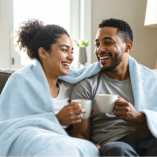 Couverture électrique Auronic - 200 x 180 cm - Couverture chauffante - 2 personnes - 3 niveaux de chaleur - Couverture - Avec minuterie - Couverture chauffante - Bleu clair