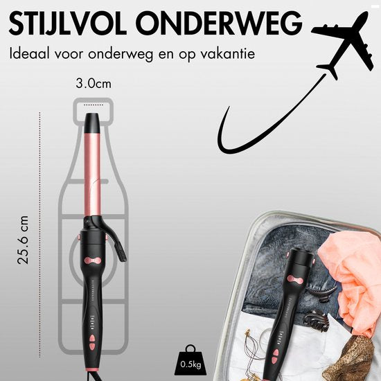 Sansbeauté® 3 en 1 Fer à boucler automatique avec pince - Fer à boucler en céramique - 25mm à 38mm - Beach Waves - Wavy Hair - Curlers 33 38 mm 25 mm - Blowout Brush - Hair Styler - Hair Curler - Crimper fin et épais - Fer à boucler cheveux courts