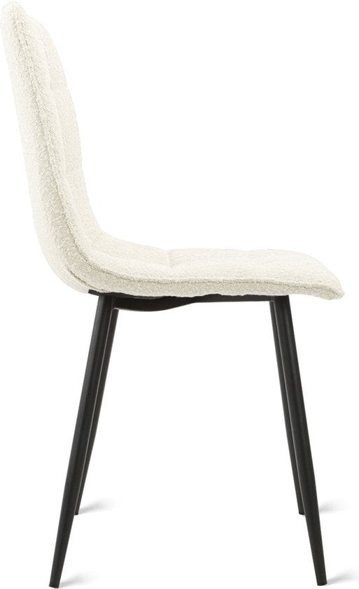 Multifurn - Chaise de salle à manger 'Yerevan' (Bouclé, Ivoire, Lot de 2)