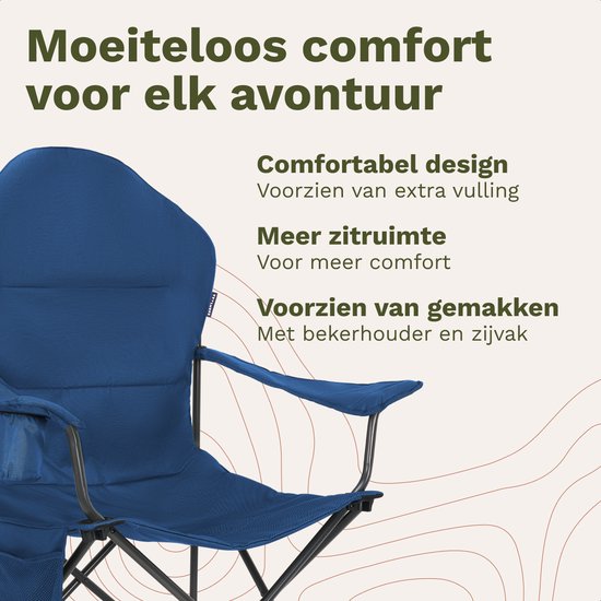 TRVLMORE Chaise de camping XXL - pliable - capacité de charge 160KG - sac de transport inclus - chaise pliante - chaise de pêche - chaise de camping - chaise pliante - bleu