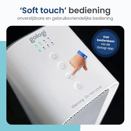 Gologi Ventilateur avec thermostat - Poêle électrique - Chauffage - Chauffage - Avec app et Touch Control - 1500W