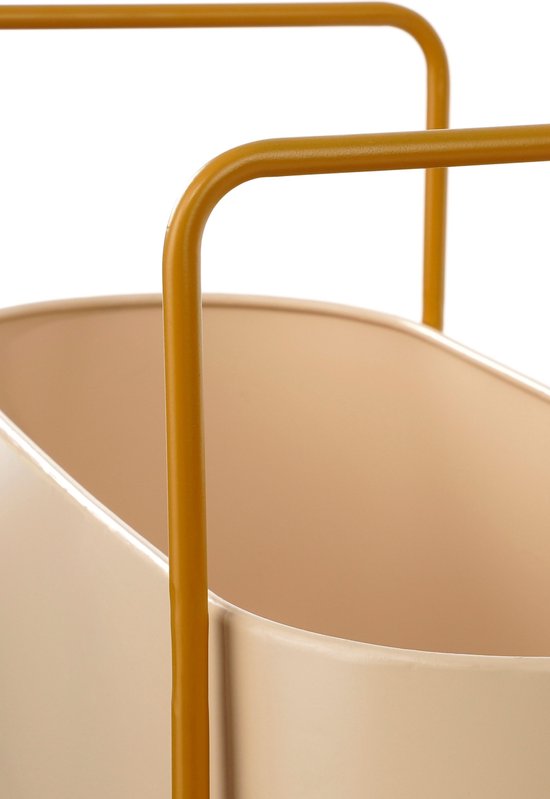 Mica Decorations Jardinière sur pied Shandy - L54 x L23 x H48 cm - Métal - Blanc cassé, Marron clair