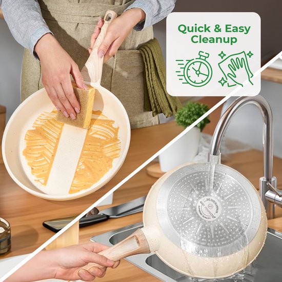JUST PERFECTO 10 Piece Induction Pans Set With Lid - Granite Frying Pan Nonstick Pans Set - Non Toxic Ceramic Non Stick Frying Pans - Pans Compatible With All Cookers