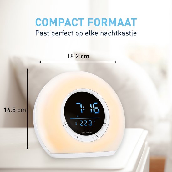 Grundig Wake-Up Light Alarm Clock - Réveil numérique avec radio et Bluetooth - Réveil lumineux avec affichage LED - Réveil lumineux - Blanc