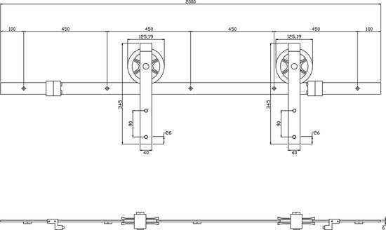 Système de porte coulissante Intersteel Roue noir mat