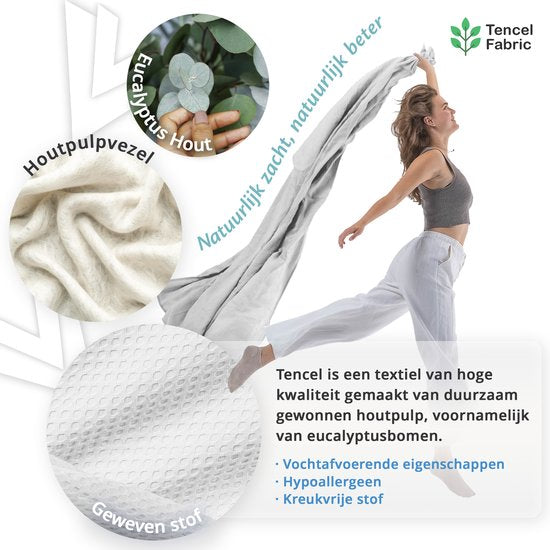 Ella® Couverture rafraîchissante 200x200 cm - 100% Bio-Tencel - Couverture auto-refroidissante - Couverture rafraîchissante - Couette d'été - Blanc perle