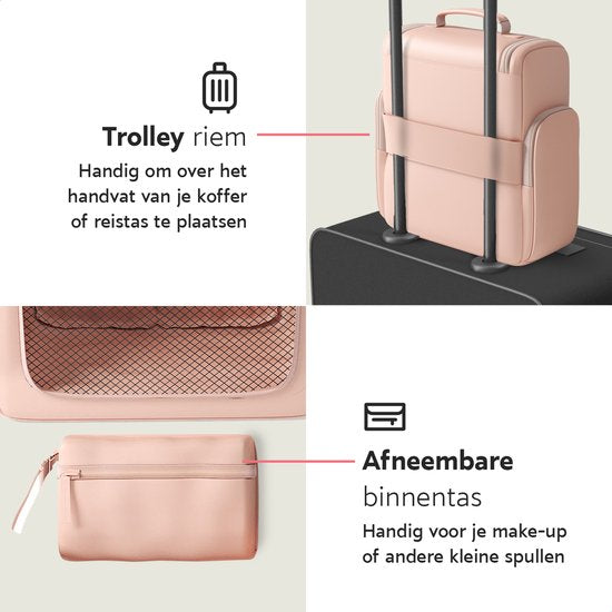 ONYX Trousse de toilette rose - Trousse de maquillage - Organisateur de cosmétiques - Organisateurs internes - Miroir de maquillage - Suspendable - Femmes et hommes - Taille : L
