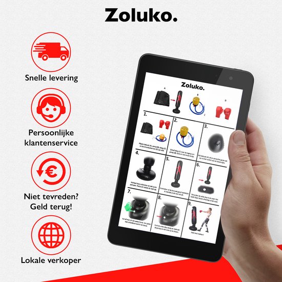 Zoluko sac de boxe gonflable sur pied - Gants de boxe, pompe à pied et livre électronique inclus - Intérieur et extérieur - Pour adultes et enfants - sac de boxe sur pied - sac de boxe sur pied - ballon de boxe sur pied - set de boxe pour enfants - bâton