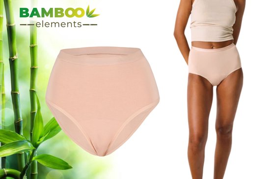Bamboo Elements - XL - Sous-vêtements menstruels - Slip taille haute - Nude - Sous-vêtements menstruels - Slip menstruel - Slip menstruel - Culotte menstruelle - Slip pour dames