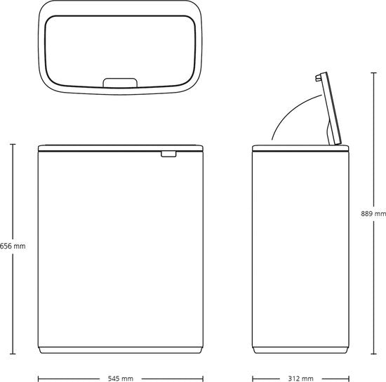 Brabantia Bo Touch Bin Poubelle - 1 compartiment - 60 litres - Confident Grey