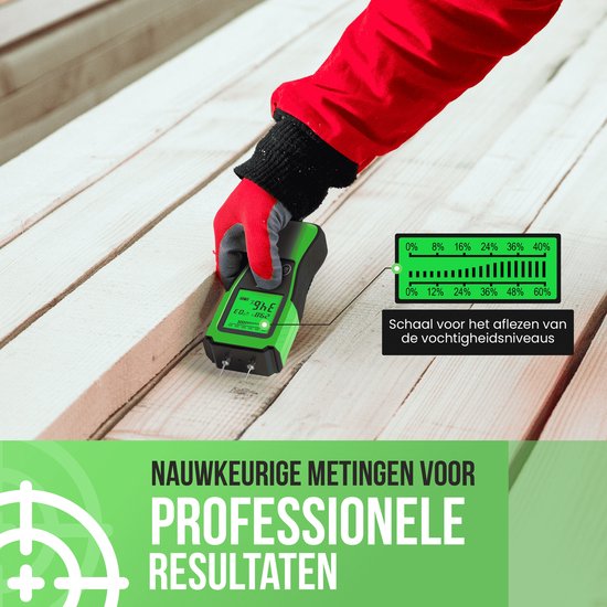 Strex Moisture Meter Digital - Pour le bois et les matériaux de construction (y compris la pierre, le plâtre et le béton) - Affichage LCD - Humidity Meter - Moisture Malls - Incl. Batteries & Storage Case