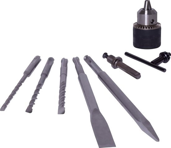 VONROC Marteau perforateur 800W - 3 Joule - SDS plus - 4 fonctions - Tête d'engrenage et accessoires inclus