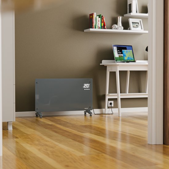 Chauffage Électrique - Auronic - Convecteur avec Thermostat et Télécommande - Panneaux chauffants - jusqu'à 30 m² - Chauffage 2500W - Gris