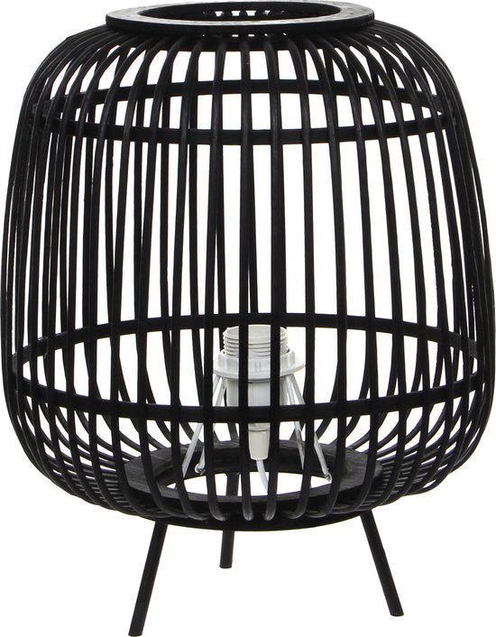 Mica Decorations Lampe à poser Nimes - H37 x Ø29 cm - Bambou - Noir