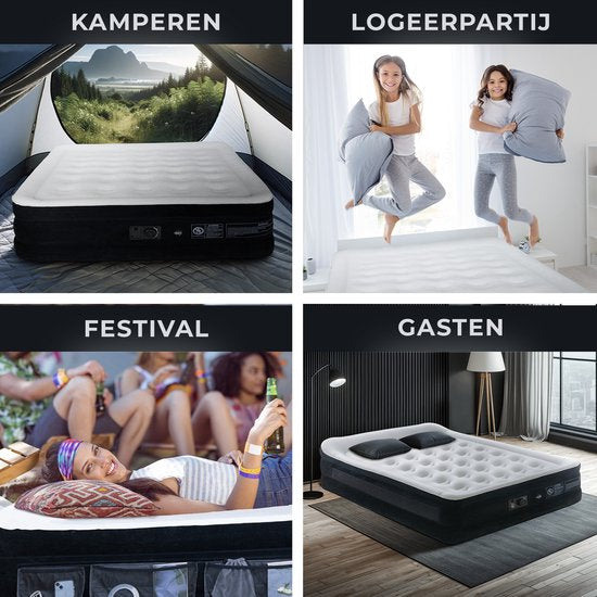 Lit gonflable - FLOAT - 2 personnes - pompe électrique intégrée - gonflage rapide - 152 x 203 x 52 cm - autogonflant - Queen