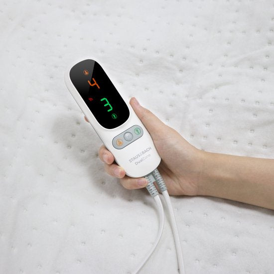 STAUS&BACH Sous-couverture électrique avec chaleur des pieds 190x90 cm - Simple - 6 niveaux de chaleur - Zone séparée pour les pieds - Anti-allergique - Anti-bactérien - Couverture chauffante - Chaleur extra rapide - Lavable - Polaire - DualZone - Blanc