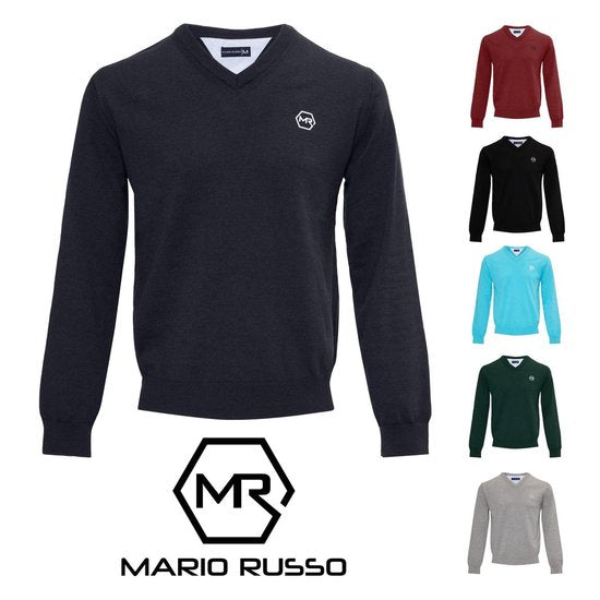 Pull Mario Russo - Vert foncé - Taille L - Schnitt italien - 85% coton Pullover