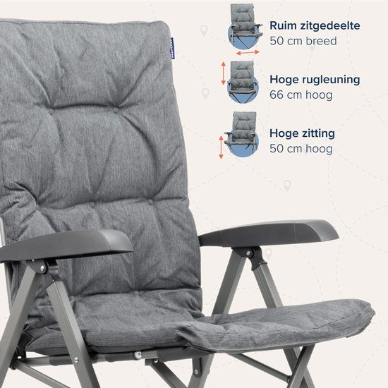 TRVLMORE Chaises de camping de luxe - pliables - 2-Pack - Capacité de charge 150KG - Sac de transport inclus - Chaise pliante - Chaise de camping - Chaise pliante - Gris