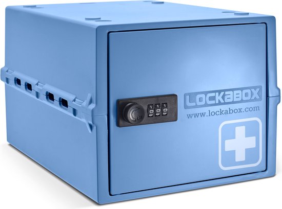 Lockabox One™ Boîte de rangement avec serrure à chiffres - Armoire à pharmacie verrouillable - Coffre-fort en polycarbonate - Résistant au réfrigérateur et au congélateur - 10,5 litres - 31 x 21 x 17 cm.