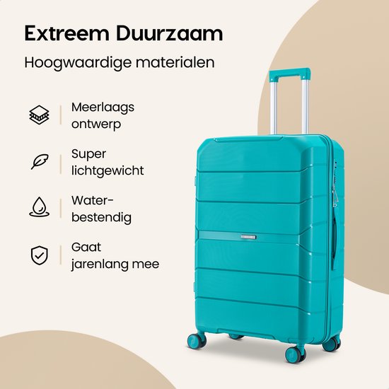 SKYCASES Urban Adventurer - Valise de voyage moyenne - Verrouillage par numéro - 44x27x66cm - 78L - Valise de voyage avec verrouillage de valise - Roues pivotantes - Vert V2
