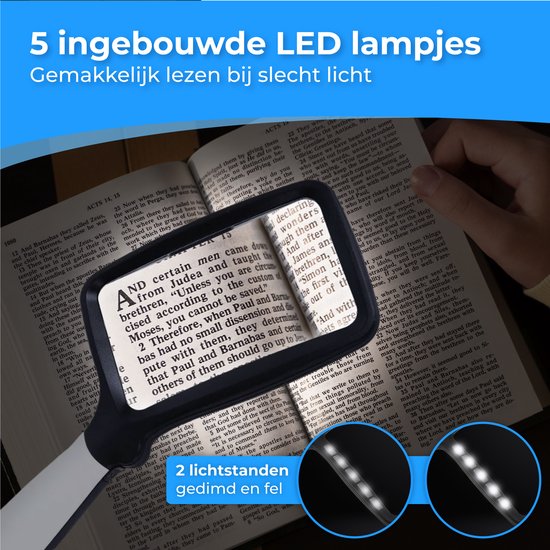 Nuvance - Loupe avec éclairage - Miroir grossissant - Lampe loupe avec éclairage LED - Loupe de lecture pour adultes et personnes âgées