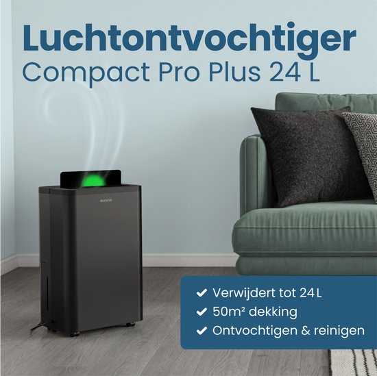 Déshumidificateur Auronic - Compact Pro Plus - 24L - Chambre à coucher, salle de bain, salon et bureau - Hydratant pour l'intérieur - Noir