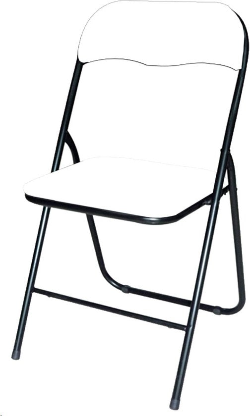 BRASQ Chaise pliante Blanc Noir - Chaise pliante - Chaise pliante 43x38x78 cm - PVC - Chaise de salle à manger