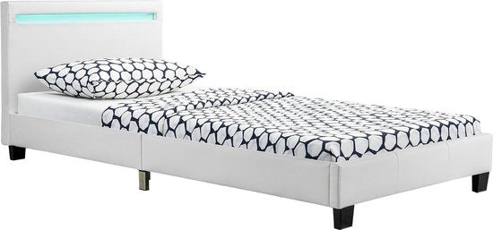 Lit rembourré Verona - 90 x 200 cm - blanc - éclairage LED